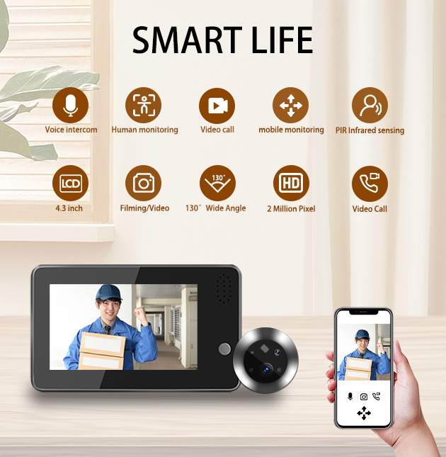Home Security Cameras Wireless - 4.3inch Tuya Smartlife WiFi Doorbell Visual