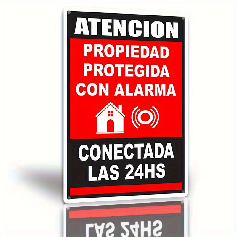 Home Security Logo - Vintage Metal Tin Sign - Spanish