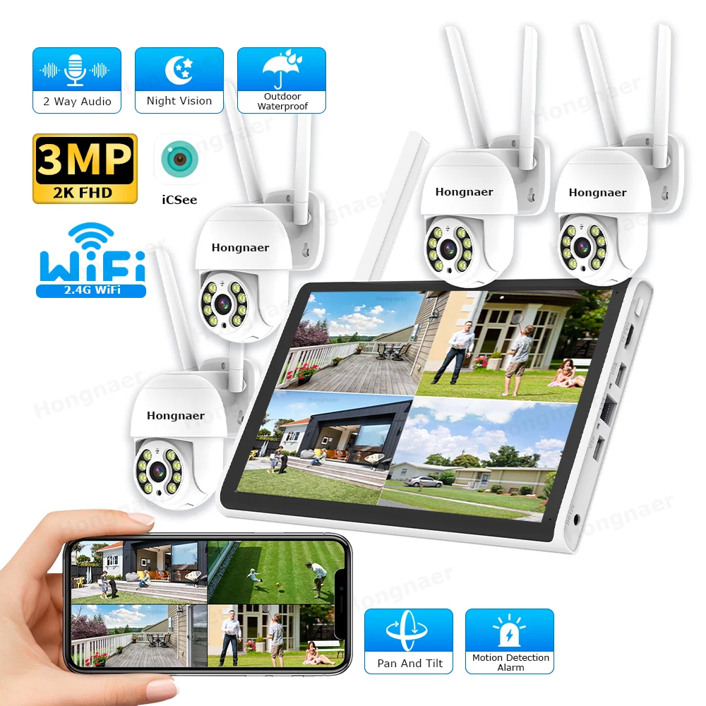 2026 Hongnaer 3MP 4 Channel Wi - đánh giá và giá Home Security Cameras Wireless