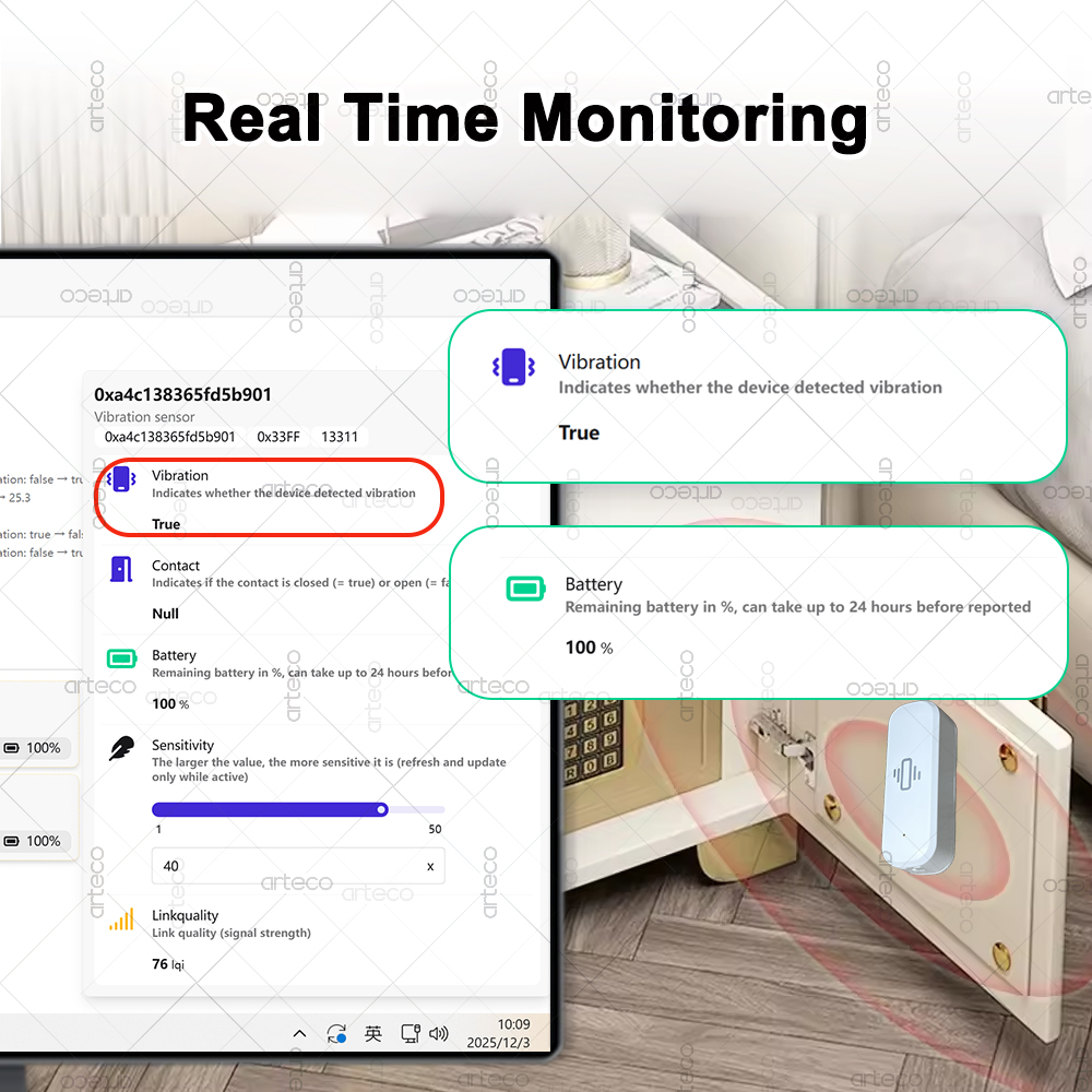 Smart ZigBee 3.0 Vibration Sen - đánh giá và giá Home Security Monitoring